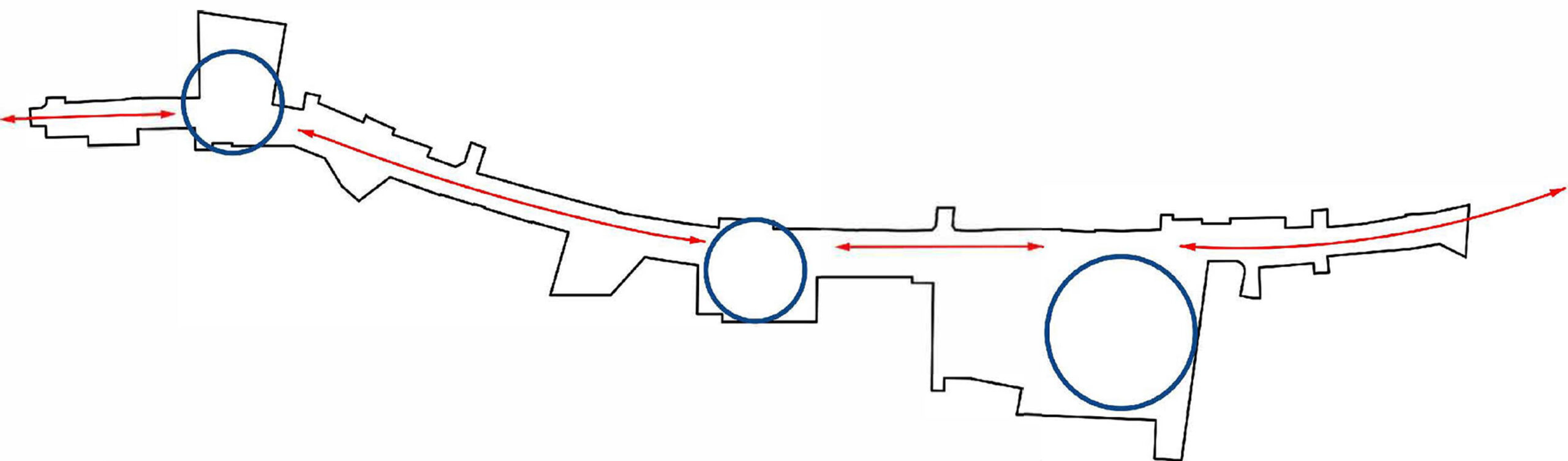 Konzeptdiagramm der räumlichen Sequenz und Verbindung Travnik Konzept Emir Hasanagic Urban Resilience Studio